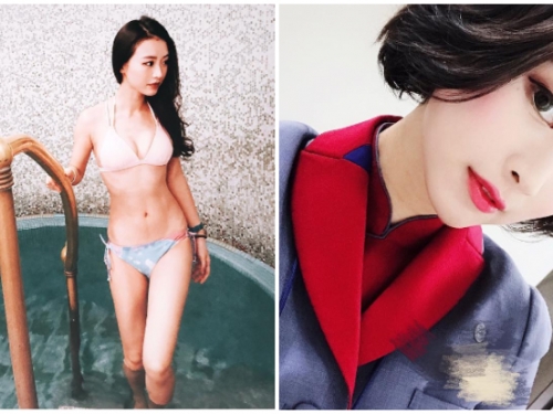 長髮氣質短髮俏麗！高顏值「正妹空姐」用比基尼解放制服下極致性感身材！