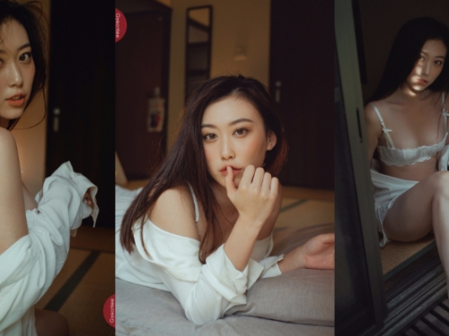 妖精般的美女！白色蕾絲下的「超惹火身材」與「勾魂電眼」的致命吸引力！