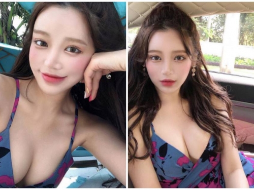 好辣！正妹穿度假洋裝「惹火大解放」，養眼極品美乳「呼之欲出」！