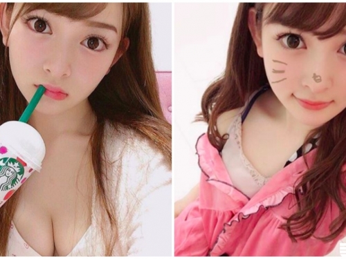 正妹爆乳喝星巴克，優質深溝「讓人好想呵護在懷中」！