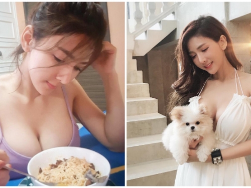 大到不方便！「巨乳正妹」雄偉過度，超狂妄圓潤爆乳吃麵還是抱狗都麻煩啊！