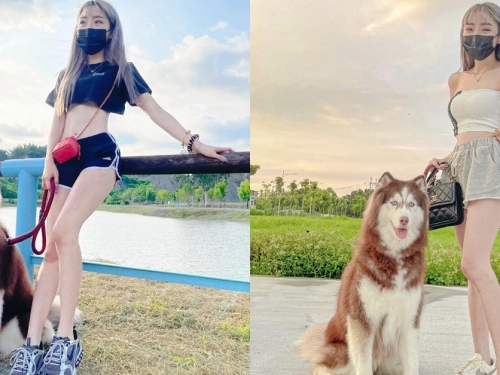 想當她的寵物！真理褲正妹「林衣蘋」曬毛小孩親密互動，白皙長腿視角太養眼！
