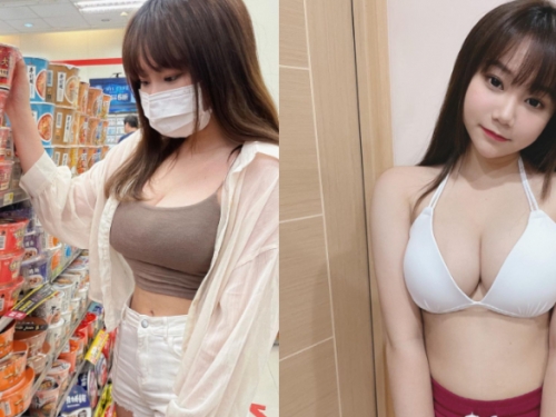 口罩妹妹超商「爆乳買宵夜」　泡麵一次加兩顆蛋會不會太奢侈？