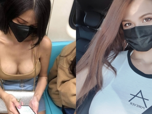 北捷驚見「巨乳口罩妹」手機滑不停，細肩帶小可愛「春光乍洩」乘客都想站她前面！