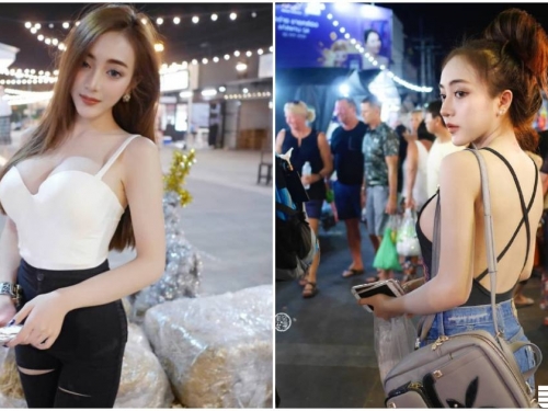 夜市驚見「超爆乳正妹」，側乳南半球外露，路人看了心好癢