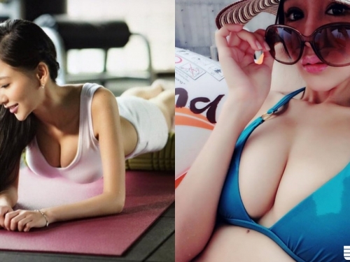 正妹做棒式「負擔好重」，原來是胸前「太大一包」腰都挺不來了！