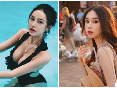 好深長的溝！正妹下到水中「乳量噴發」，濕潤的美胸看了好上癮！