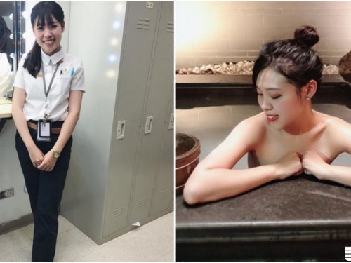 正妹「高鐵站務員」制服下隱藏版好身材！下班泡溫泉「大秀美背」太誘人！