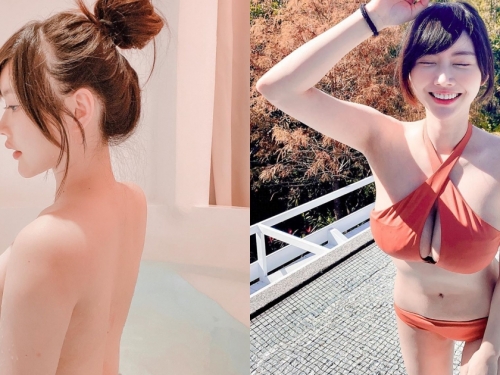 奶者無敵！「台灣特級奶妹」姚采辰泡澡挺巨乳，穿與不穿都雄偉高聳！
