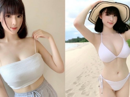 細肩帶辛苦了！大馬網紅「香兒」海邊解放「巨大雙球」溢出超豐滿乳量