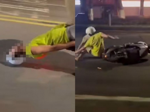 終於用腦了？男下腰頭磨地 網見結局笑：安全帽沒白戴