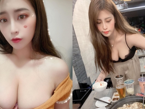 奶味火鍋吃起來！白嫩正妹Yumi.k進食畫面太驚豔，「雪色人字奶」大方溢出！