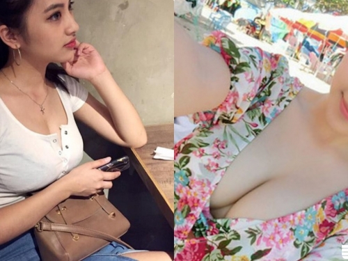 好大膽～「正妹護理師」穿「超薄白T」用餐， 胸罩好明顯！