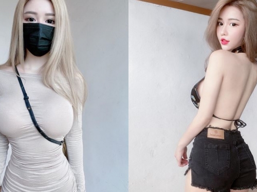 超狂「口罩巨乳妹」出沒！正面兩座「高聳雪山」太搶鏡，露出美背也讓人神魂顛倒！