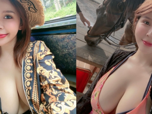 木瓜姊姊「Mandi香菱」挺巨乳出遊去　衣襟敞開大露胸前雪乳