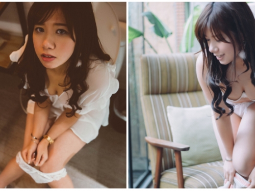 你怎麼可以偷看！「甜心女孩」眼神羞澀，那脫一半的胖次挑逗著你每根神經！