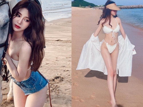 澎湖海邊出現「逆天正妹」！長腿美乳比例太犯規，路人眼睛都移不開！