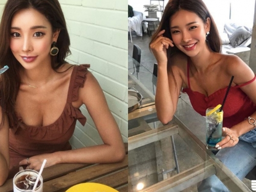 嘴上白白的是什麼？「美乳姊姊」用餐太性感，吃飯肩帶還會自動掉一邊！
