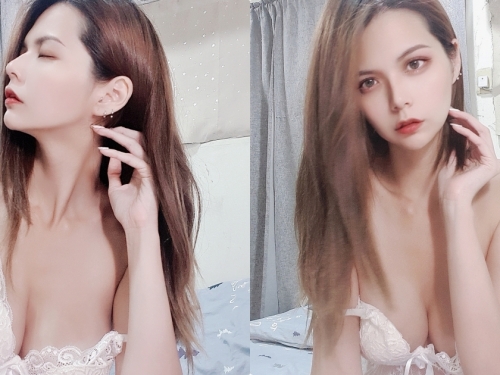 美腿辣妹「陳婷」睡衣肩帶滑落，誘惑的爆乳畫面太挑逗！