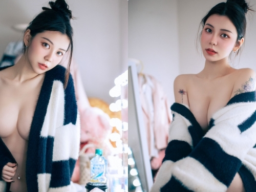 闖入大尺模特兒的情色更衣間，她全裸解放...露渾圓高挺巨乳」！