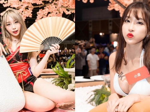 櫻花樹下出現「火辣爆乳女神」，「超誘惑性感曲線」讓人越看越餓！