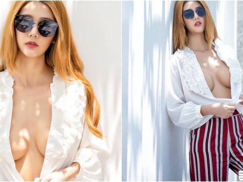 姊姊超胸der！高冷妹子的「霸氣乳量」大方現形！中路大開「渾圓大奶」出來吹風啦！