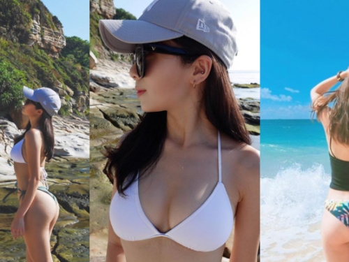 超緊緻身材！靜宜大學「超正學生妹」在海邊大秀美臀馬甲線！