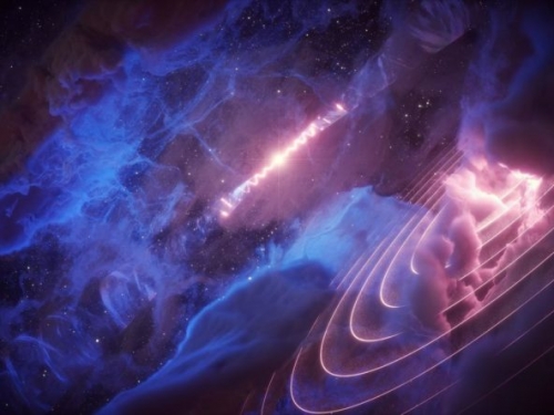 發現奇特的微類星體與氣體雲，相距上百光年卻「同步共鳴」