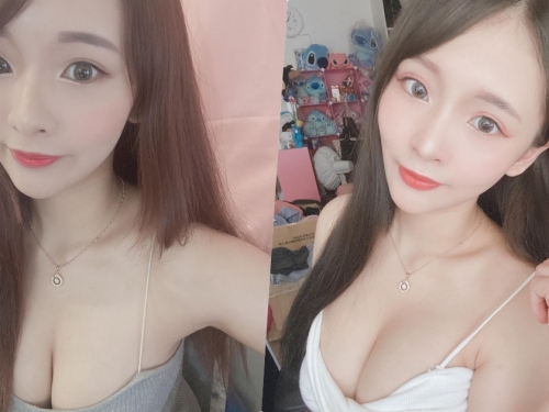 甜心直播主「筱穎兒」雪白嫩乳好誘人，「細肩帶爆乳裝」快撐不住了！