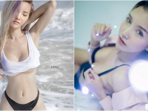 這曲線太狂！「南半球原乳」整個炸出，「白嫩美奶妹」沙灘上美妙曲線超誘人！