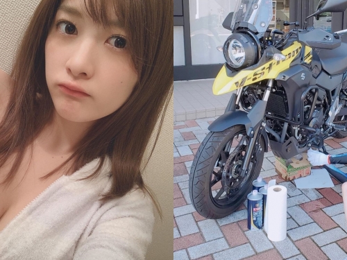 馬尾熱褲妹「上矢えり奈」性感側躺換機油　邪惡視線窺視「白皙美腿曲線」一覽無遺