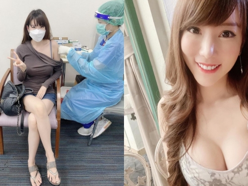 美乳正妹「打疫苗畫面太兇」，「超雄偉上圍」讓其他民眾都暈了！