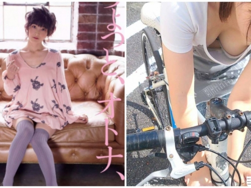 好邪惡！嗣永桃子「爆奶修腳踏車」，一彎腰胸前兩粒都走光了！