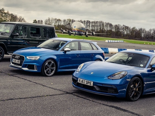 [影] 德系跨界「直線加速」內戰！馬力超猛的 AMG G63 能虐 Audi RS3、Porsche Cayman 嗎？