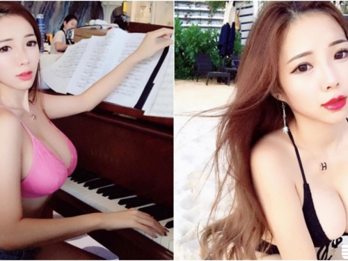 大奶氣質正妹「比基尼彈琴」！飽滿出眾的「渾圓雪乳」好吸睛！快受不了啦！