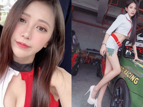 甜美電眼賽車女郎「黃萱 Karen」緊身短裙好火辣！「車頭燈」也沒跟你客氣～