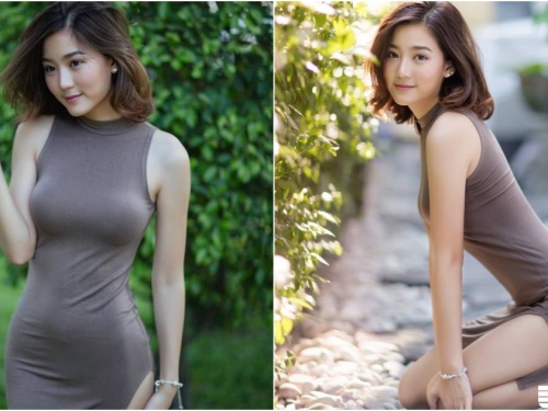 極品！「甜美奶妹」緊身高衩洋裝好撩人！「前凸後翹」超性感Ｓ曲線衣服藏不住！