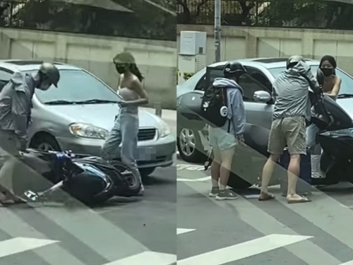 女駕駛撞倒騎士 穿小可愛衝下車網看傻：氣都消了