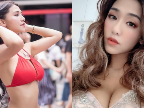 騎馬機乳搖女神「Aqq cami」只穿比基尼現身台北街頭　路人拍到手軟