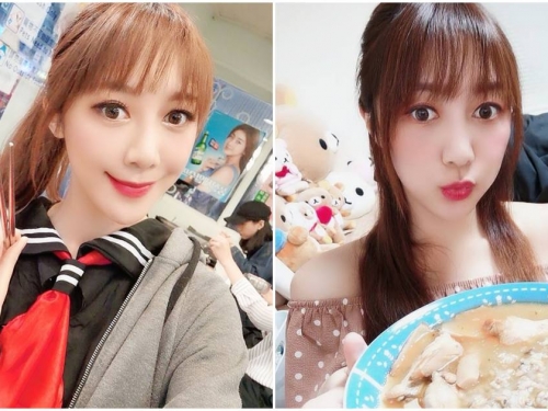正妹彭琁「露香肩吃麻油泡飯」，「可愛嘟嘴模樣」讓大家都動心了！