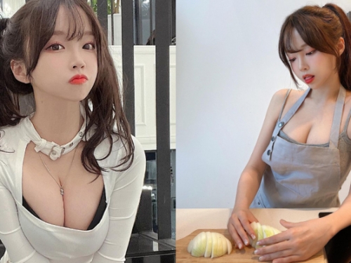 大眼正妹切洋蔥倒「白皙嫩乳」，廚房飄出濃醇奶香！