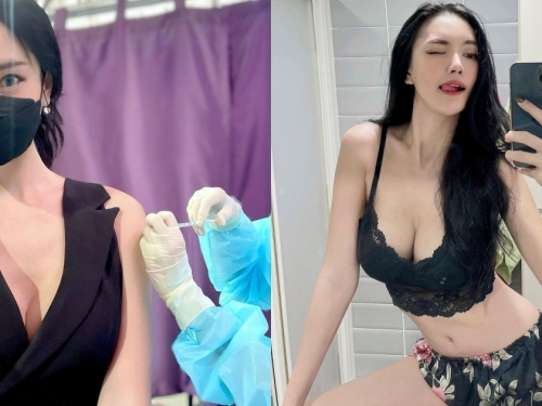 「白皙巨乳妹」打疫苗自拍也超正！「女神級臉蛋」和細腰長腿誰能不心動！