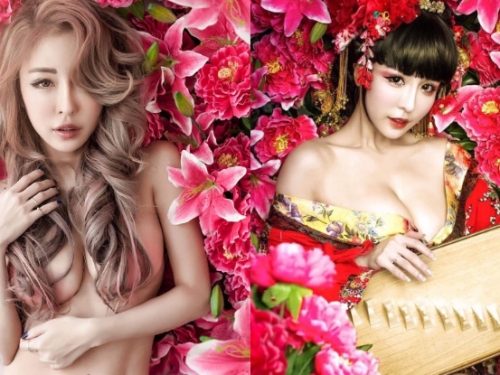 就是比花嬌！「雪碧Sprite」全裸垂掛鮮嫩大E奶，百花齊放也敵不過燒燙燙的乳力！