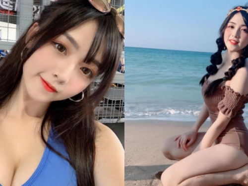 萌萌的！童顏巨乳妹「哈妮妮」大眼睛電力十足　海邊大曬白皙美體