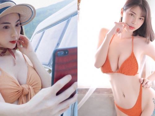 姊姊你好辣！「美胸刺青妹」肉肉大腿上花紋好性感，按耐不住想摸的衝動！