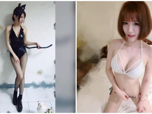 「美乳正妹」化身性感貓娘，連自家狗狗都看傻了眼！