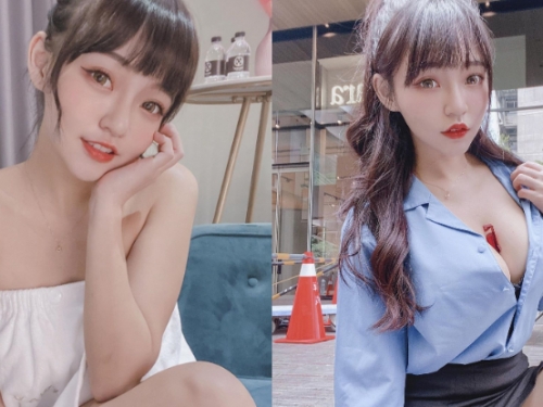 幫忙拿一下！性感OL「瑞希Mizuki」蹲下尋找遺失的紅筆，巨大彈藥庫撐爆衣領太兇猛！