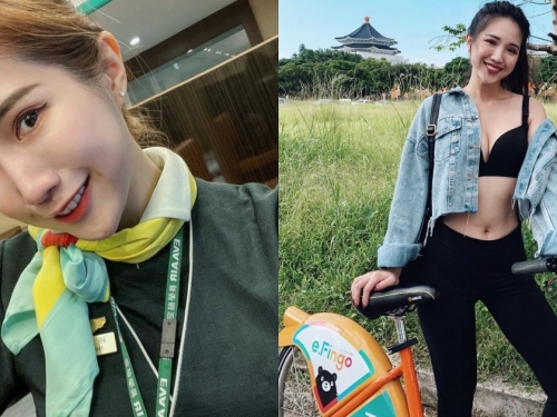 氣質型「正妹空姐」Betty辣穿內衣騎Ubike，性感美胸和馬甲線一起露出！