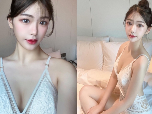 超適合穿深V裝的「雪白美肌妹」，「白皙的誘惑線條」太吸引人！