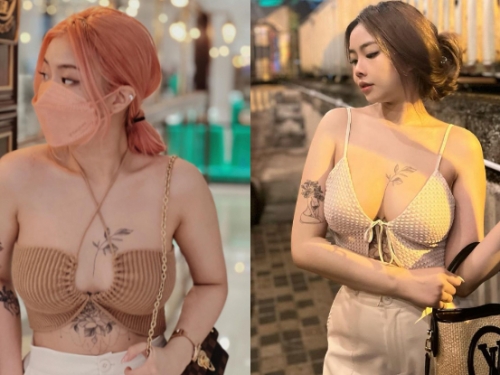 「兇猛妹子」逛街狂掏「鮮嫩豪乳」，心機葉片插上厚乳太邪惡